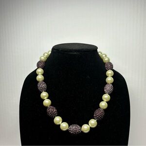 Joan Boyce - Pearl and Deep Purple Egg Bead Statement Necklace
